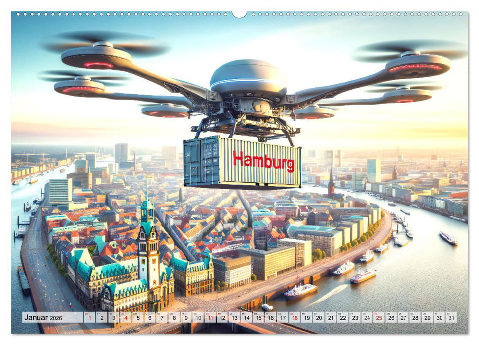 Die Zukunft im Hamburger Hafen: Visionen und Möglichkeiten von Morgen. (CALVENDO Wandkalender 2026)