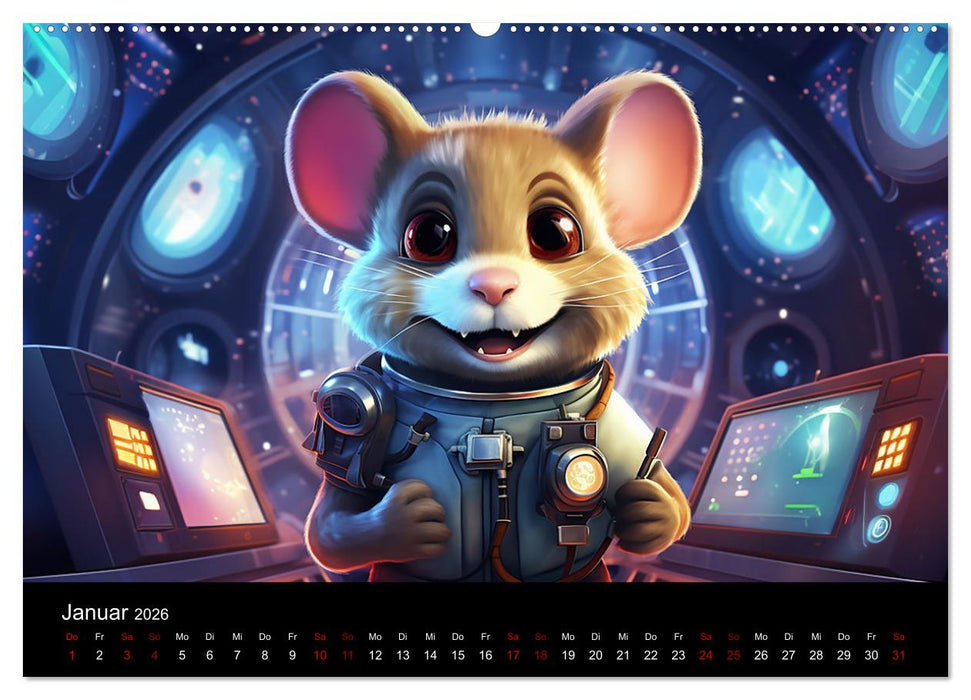 Mäuse im All (CALVENDO Wandkalender 2026)