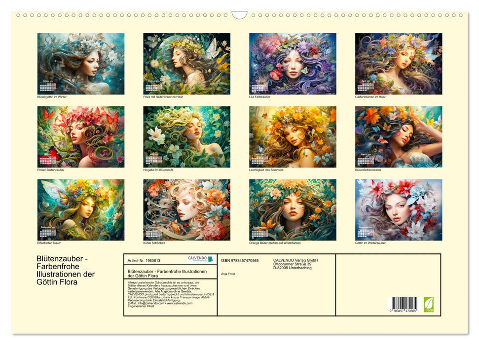 Blütenzauber - Farbenfrohe Illustrationen der Göttin Flora (CALVENDO Wandkalender 2026)