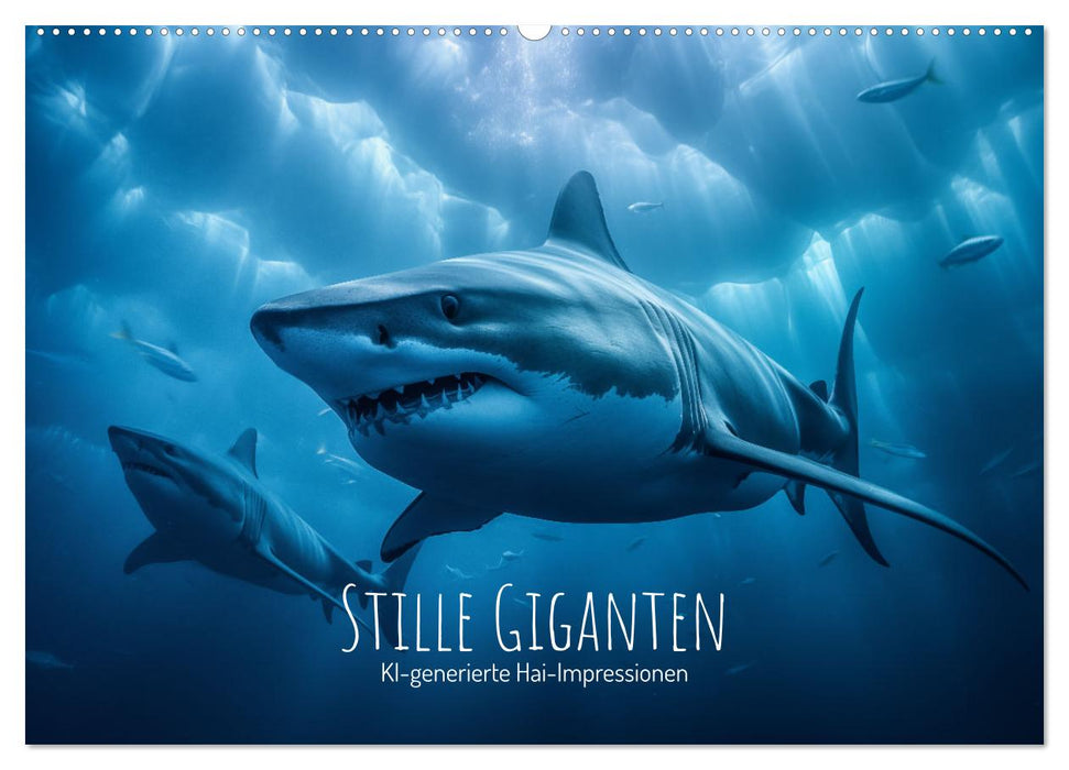 Stille Giganten - KI-generierte Hai-Impressionen (CALVENDO Wandkalender 2026)
