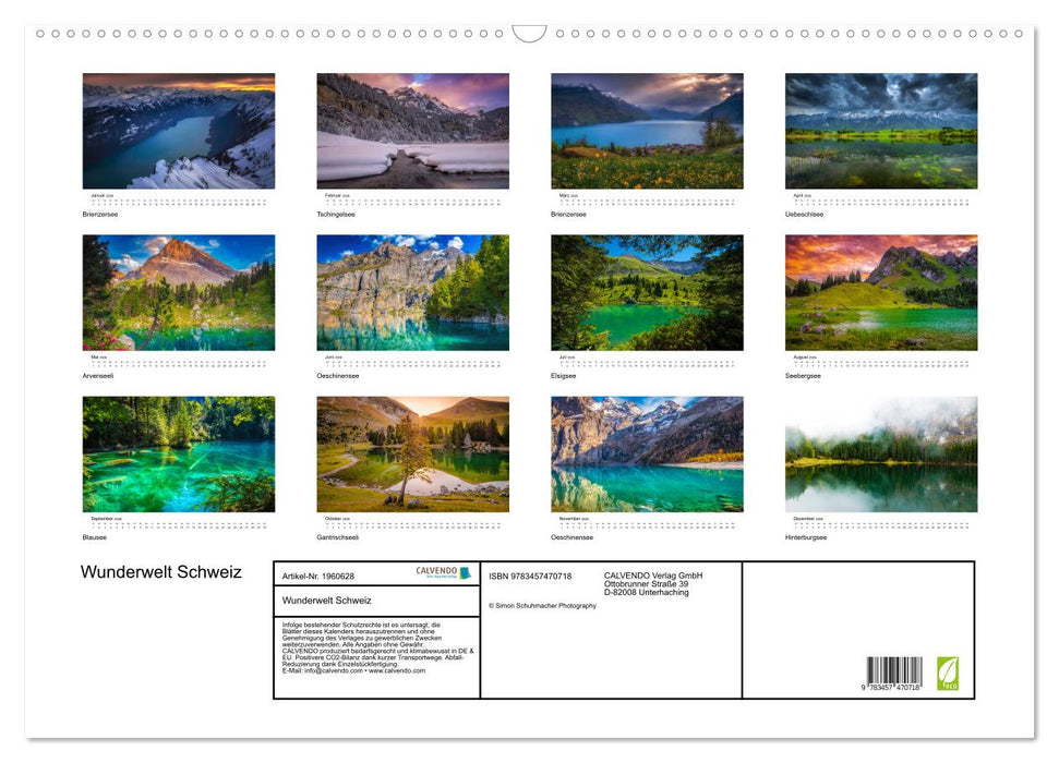 Wunderwelt Schweiz (CALVENDO Wandkalender 2026)