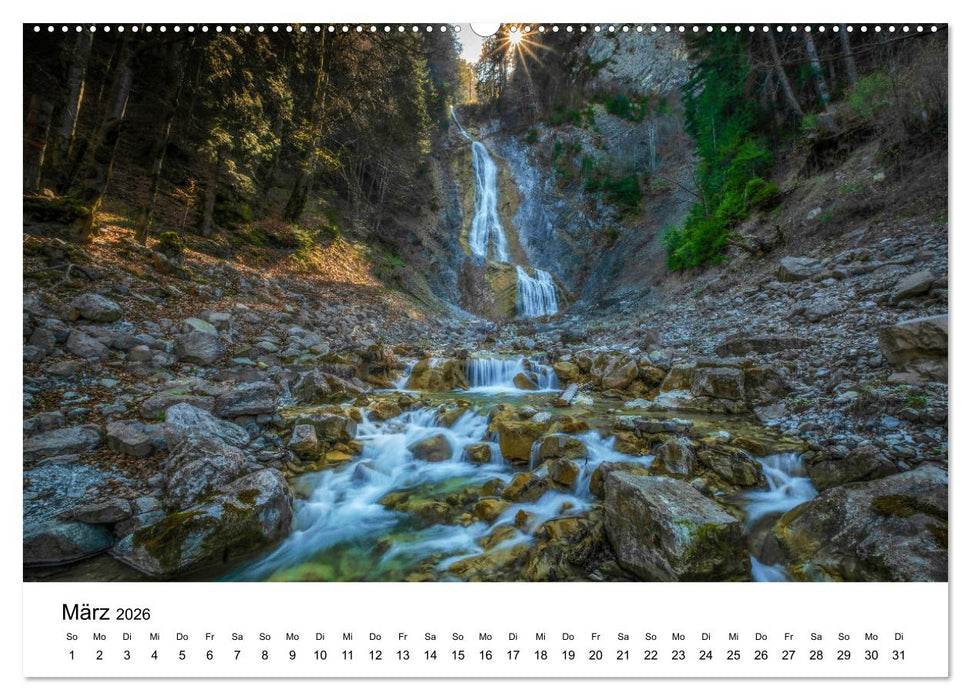 Wasserfallwelt Schweiz (CALVENDO Wandkalender 2026)