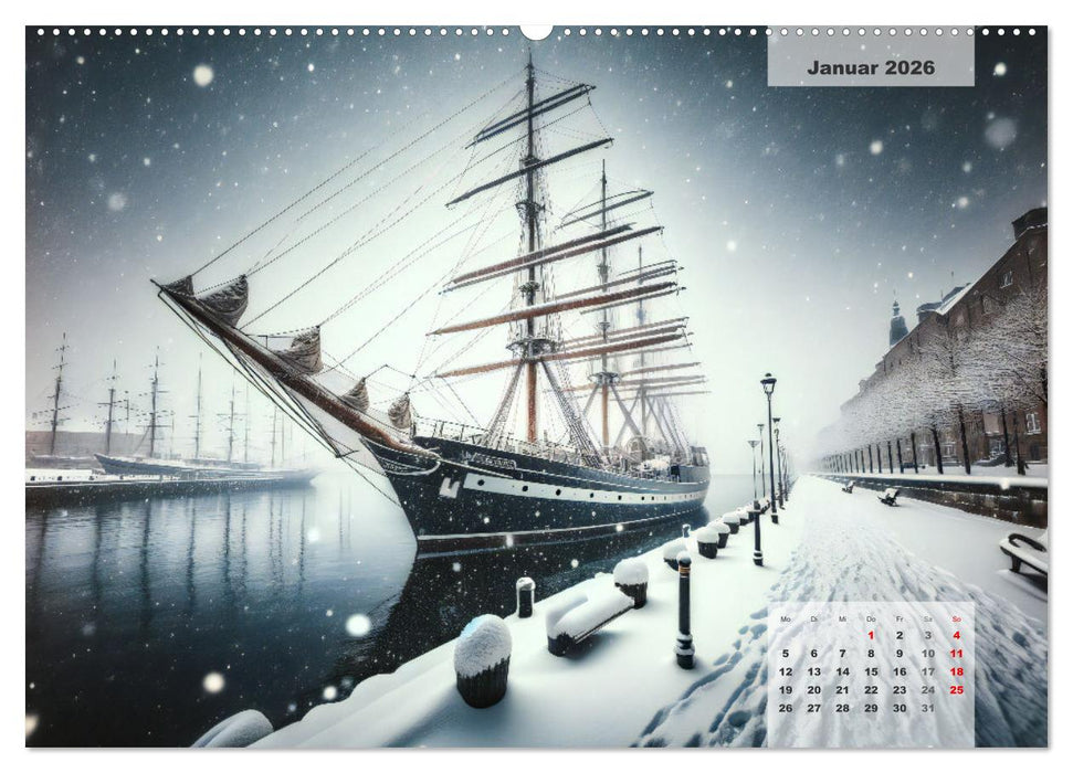 Die Befreiung der Flaschenschiffe - Historische Segelschiffe (CALVENDO Premium Wandkalender 2026)
