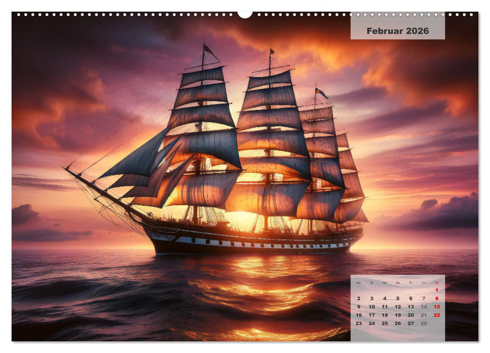 Die Befreiung der Flaschenschiffe - Historische Segelschiffe (CALVENDO Premium Wandkalender 2026)