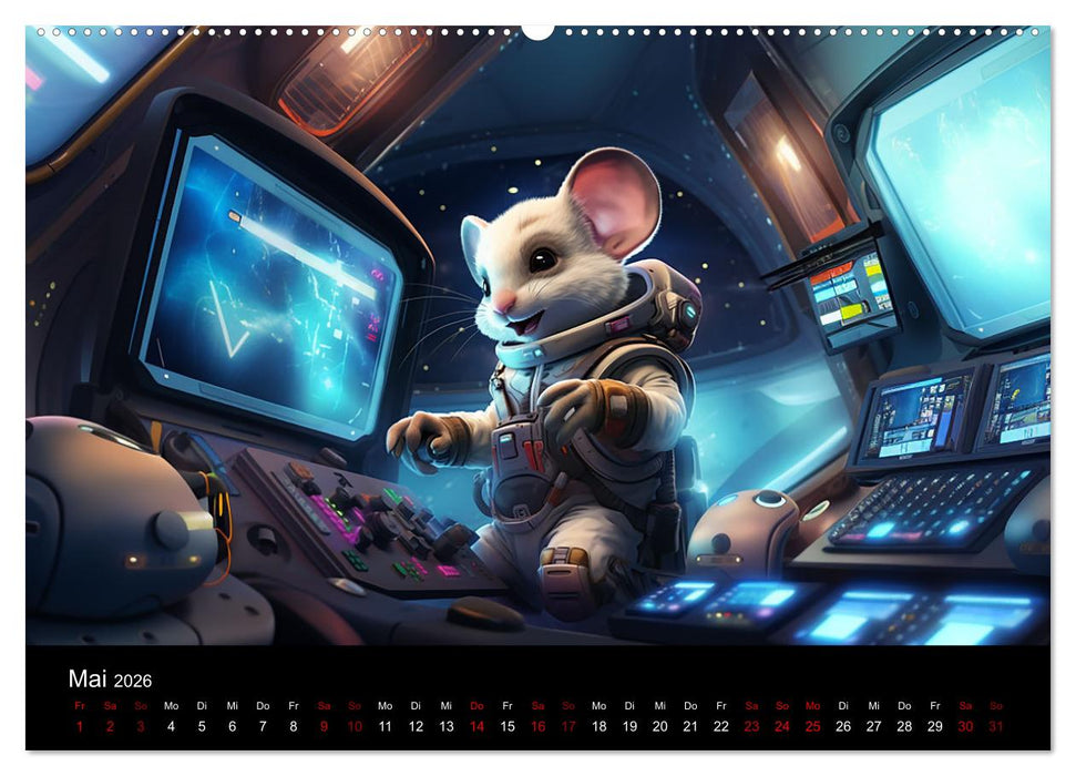 Mäuse im All (CALVENDO Premium Wandkalender 2026)