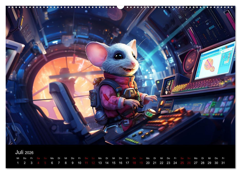 Mäuse im All (CALVENDO Premium Wandkalender 2026)