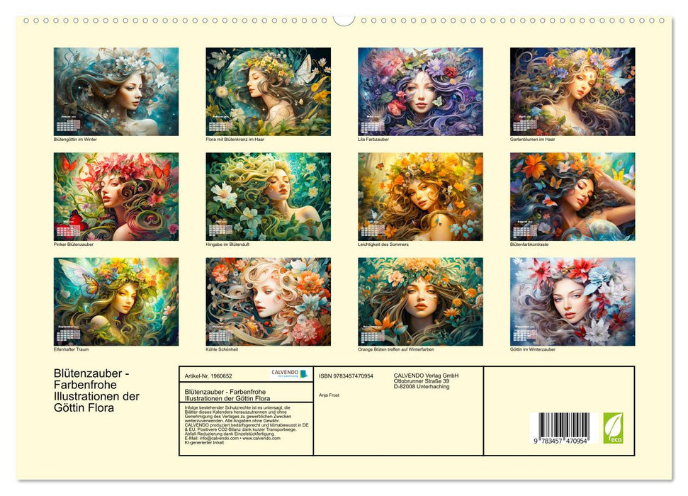 Blütenzauber - Farbenfrohe Illustrationen der Göttin Flora (CALVENDO Premium Wandkalender 2026)