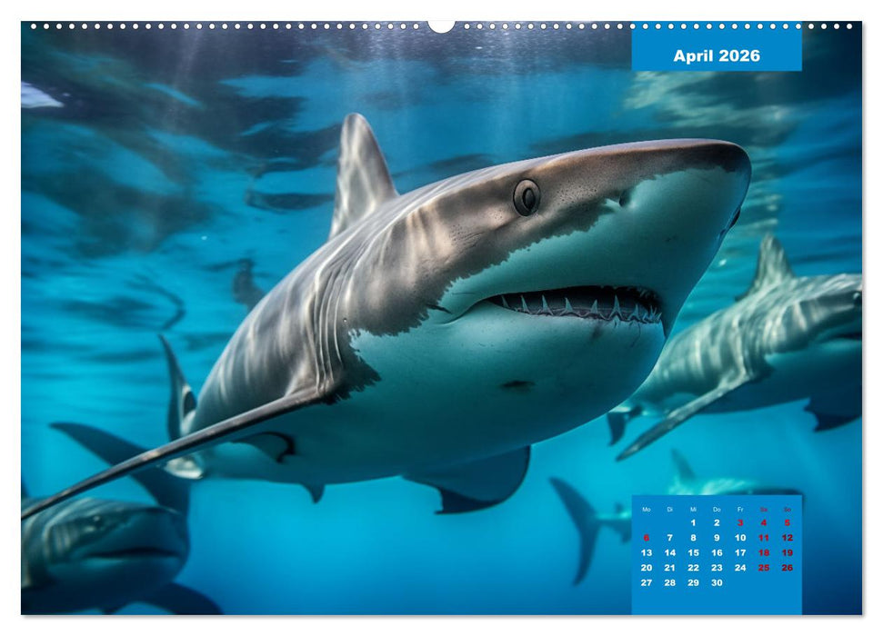 Stille Giganten - KI-generierte Hai-Impressionen (CALVENDO Premium Wandkalender 2026)