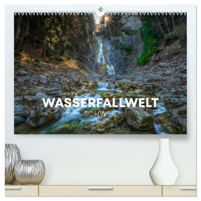 Wasserfallwelt Schweiz (CALVENDO Premium Wandkalender 2026)