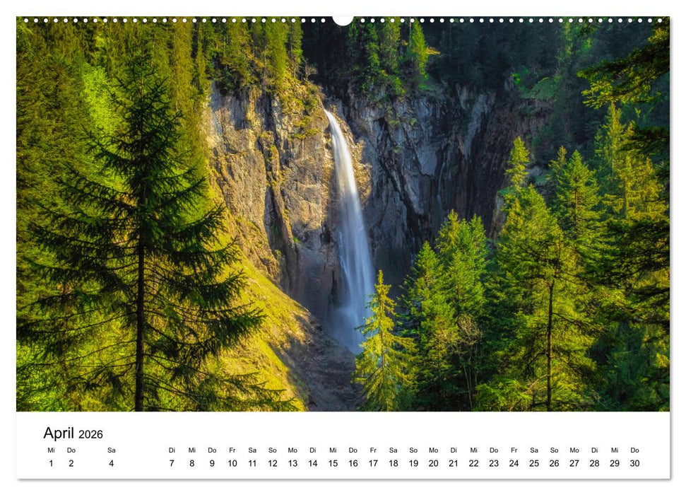Wasserfallwelt Schweiz (CALVENDO Premium Wandkalender 2026)
