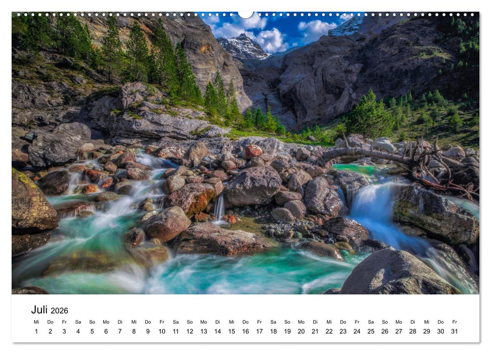 Wasserfallwelt Schweiz (CALVENDO Premium Wandkalender 2026)