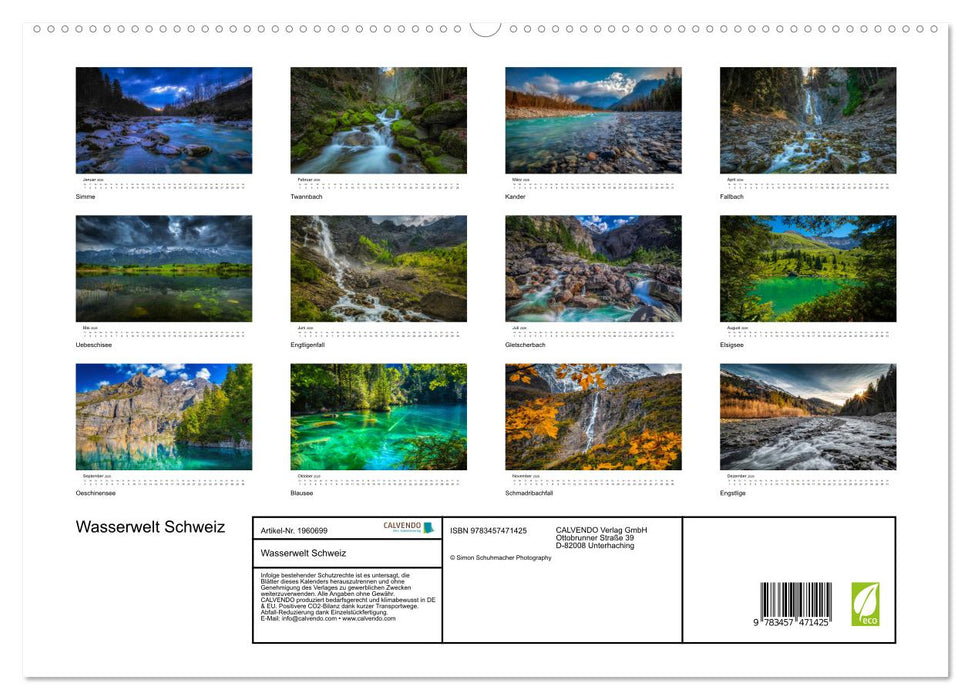 Wasserwelt Schweiz (CALVENDO Premium Wandkalender 2026)