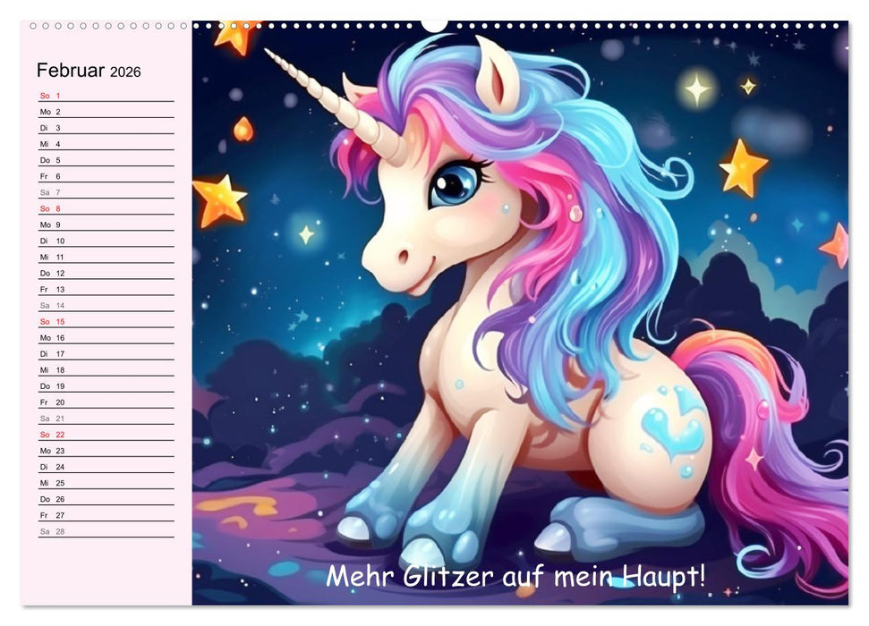 Unicorns! Lustige Einhörner. Witzige Einhornsprüche und Weisheiten (CALVENDO Wandkalender 2026)
