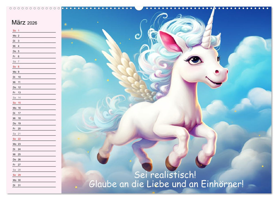 Unicorns! Lustige Einhörner. Witzige Einhornsprüche und Weisheiten (CALVENDO Wandkalender 2026)