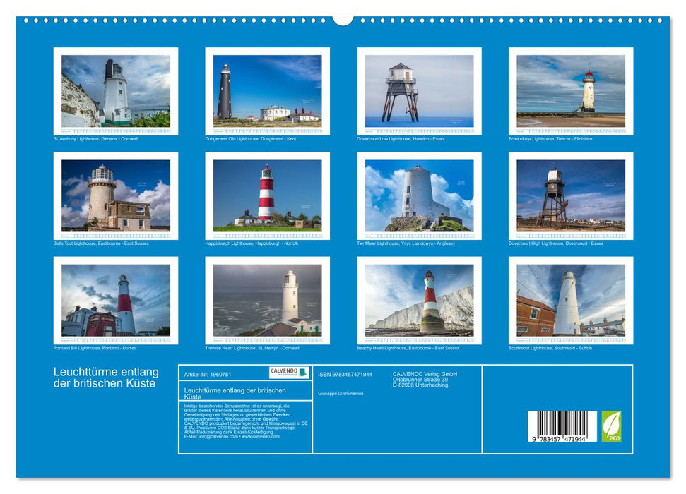 Leuchttürme entlang der britischen Küste (CALVENDO Premium Wandkalender 2026)