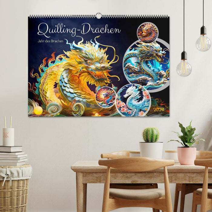 Quilling-Drachen - Jahr des Drachen (CALVENDO Wandkalender 2026)