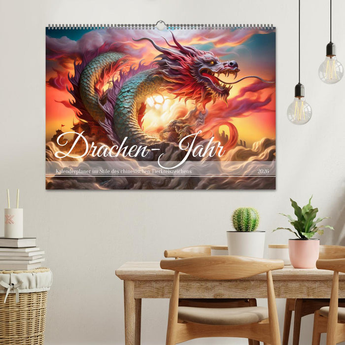 Drachen-Jahr - Kalenderplaner im Stile des chinesischen Tierkreiszeichens (CALVENDO Wandkalender 2026)