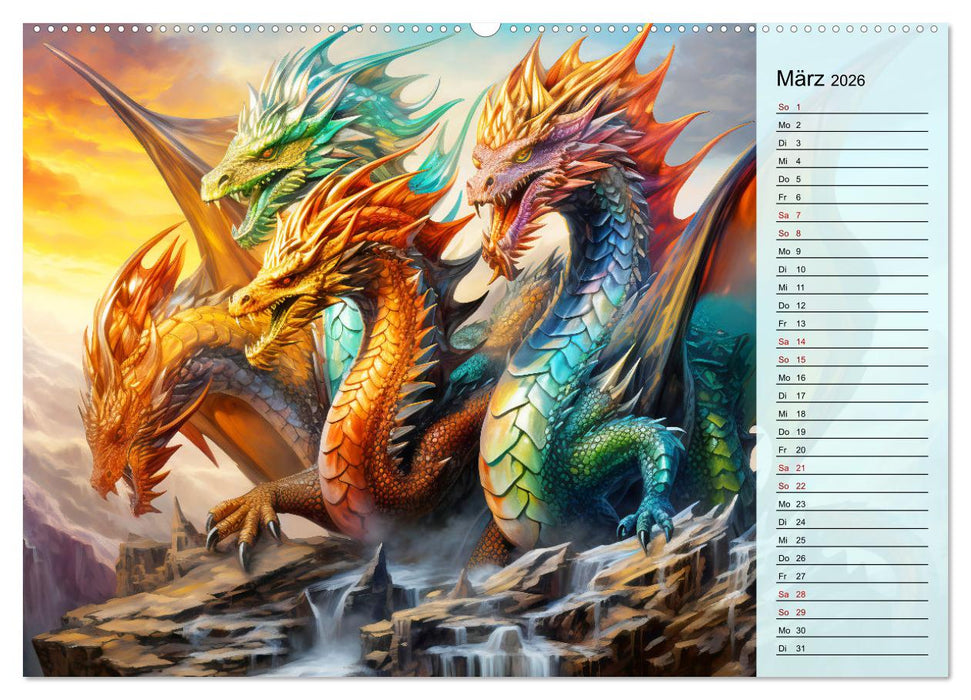Drachen-Jahr - Kalenderplaner im Stile des chinesischen Tierkreiszeichens (CALVENDO Wandkalender 2026)