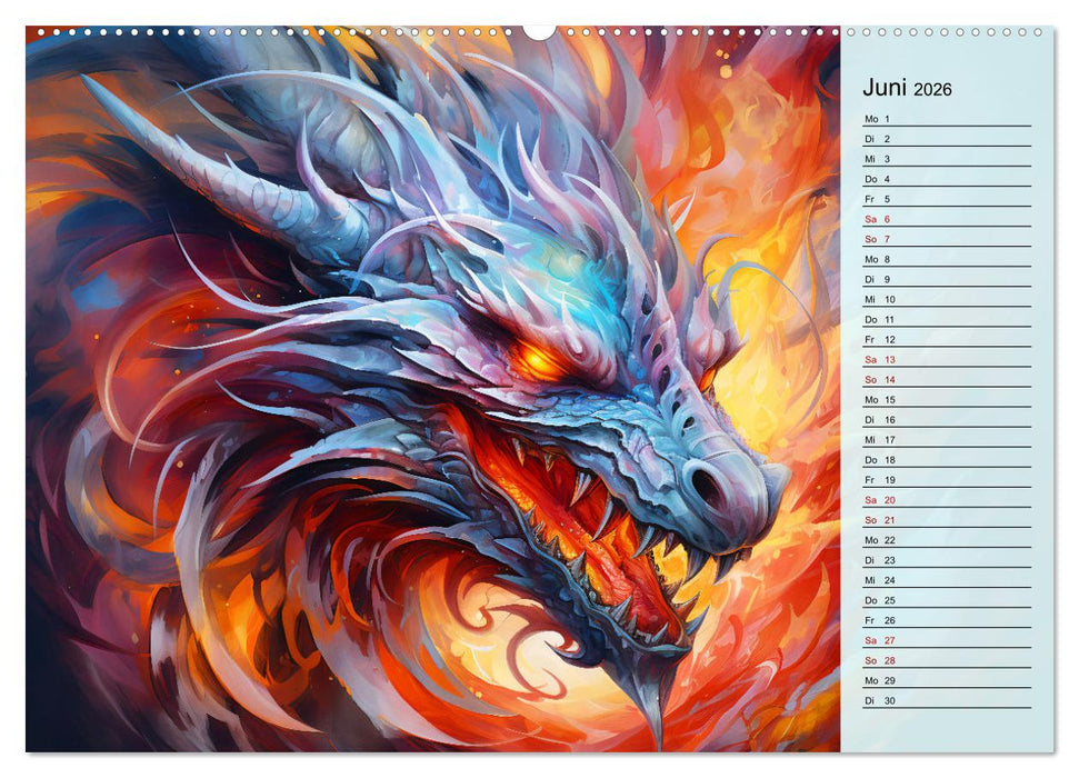 Drachen-Jahr - Kalenderplaner im Stile des chinesischen Tierkreiszeichens (CALVENDO Wandkalender 2026)