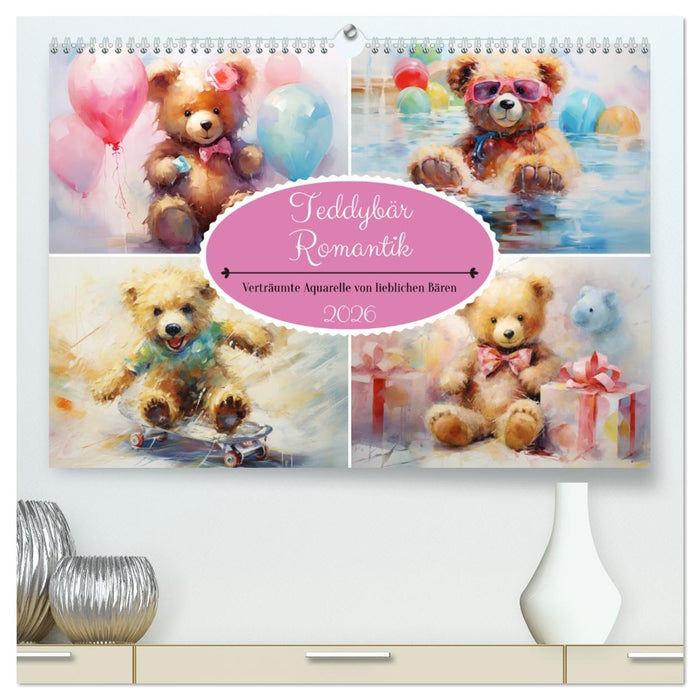 Teddybär Romantik. Verträumte Aquarelle von lieblichen Bären (CALVENDO Premium Wandkalender 2026)