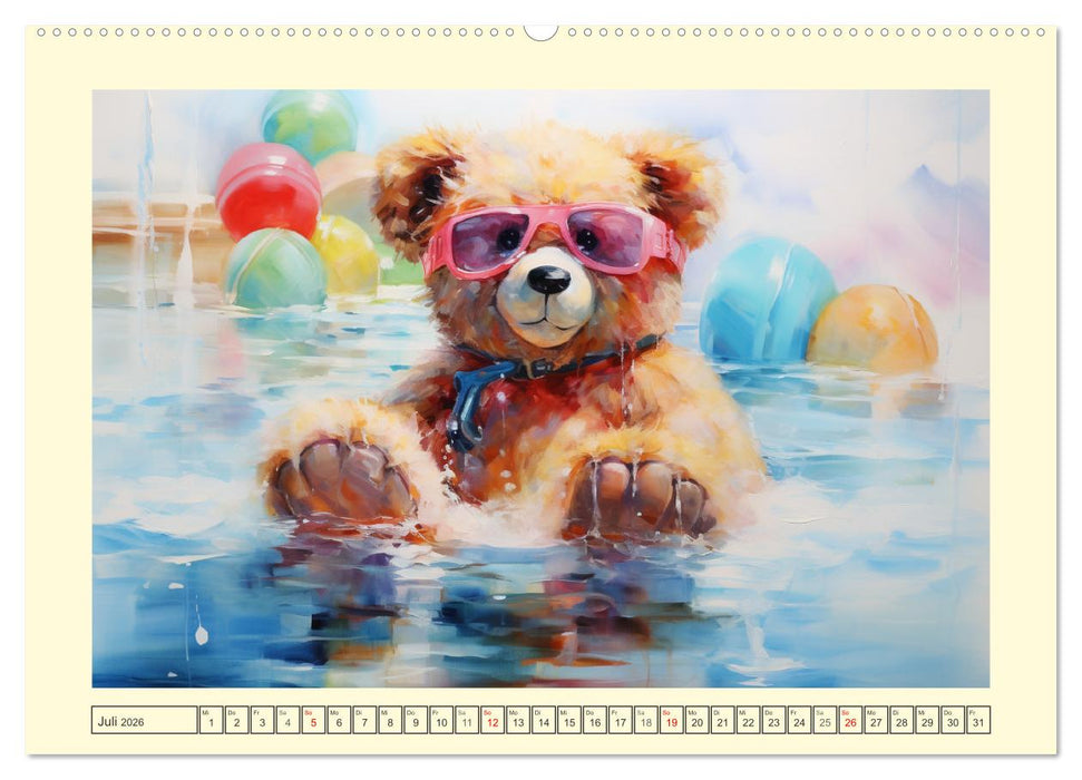 Teddybär Romantik. Verträumte Aquarelle von lieblichen Bären (CALVENDO Premium Wandkalender 2026)