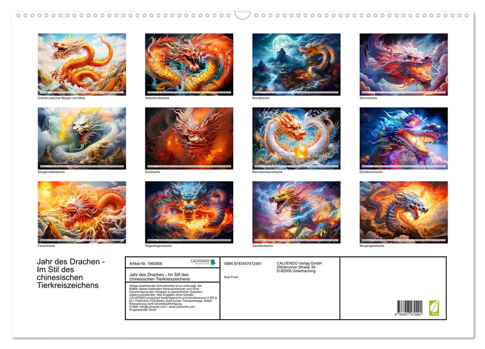 Jahr des Drachen - Im Stil des chinesischen Tierkreiszeichens (CALVENDO Wandkalender 2026)
