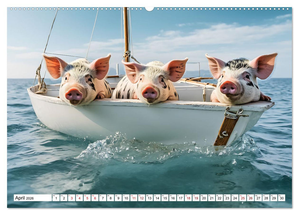 Schwimmende Schweine im Paradies (CALVENDO Premium Wandkalender 2026)