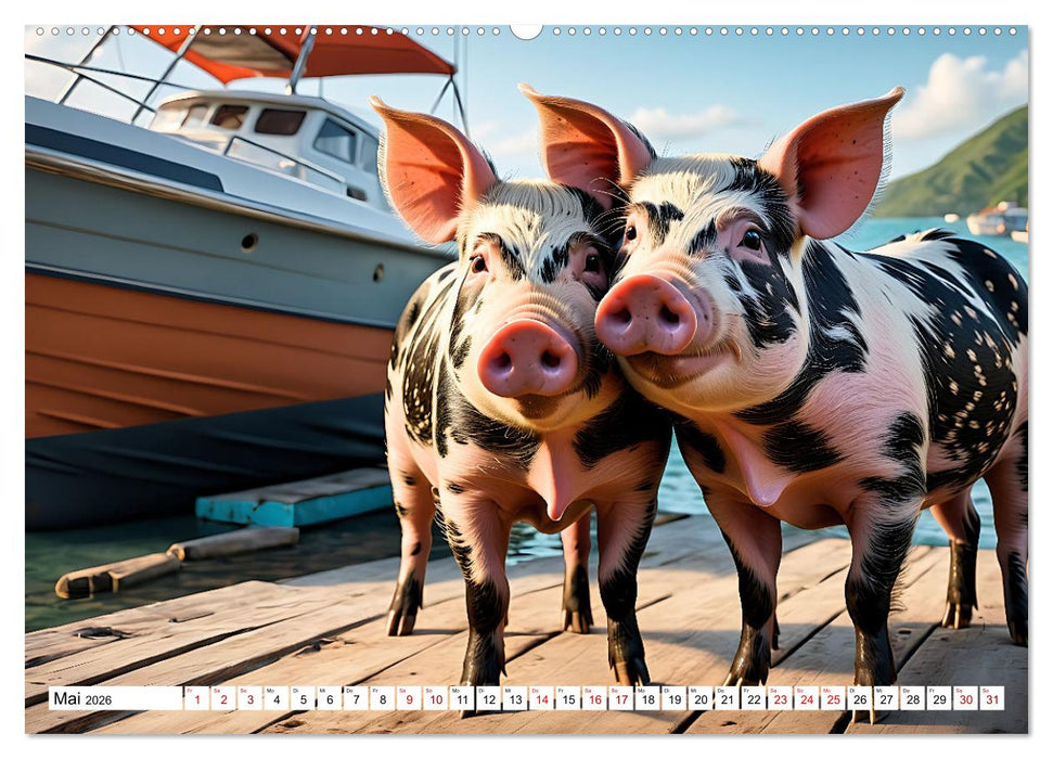 Schwimmende Schweine im Paradies (CALVENDO Premium Wandkalender 2026)