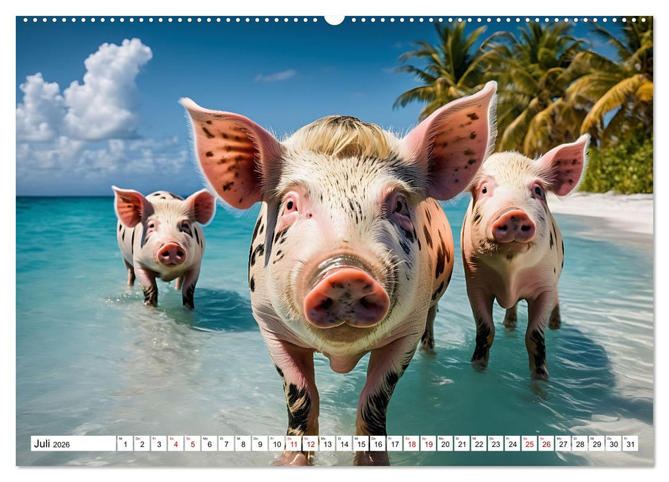 Schwimmende Schweine im Paradies (CALVENDO Premium Wandkalender 2026)