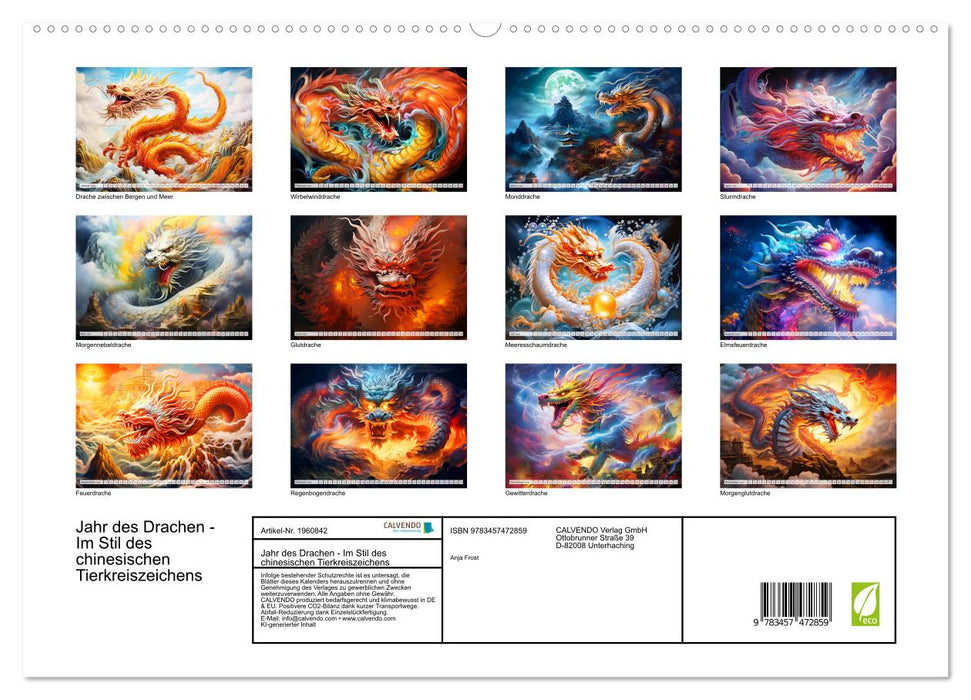 Jahr des Drachen - Im Stil des chinesischen Tierkreiszeichens (CALVENDO Premium Wandkalender 2026)
