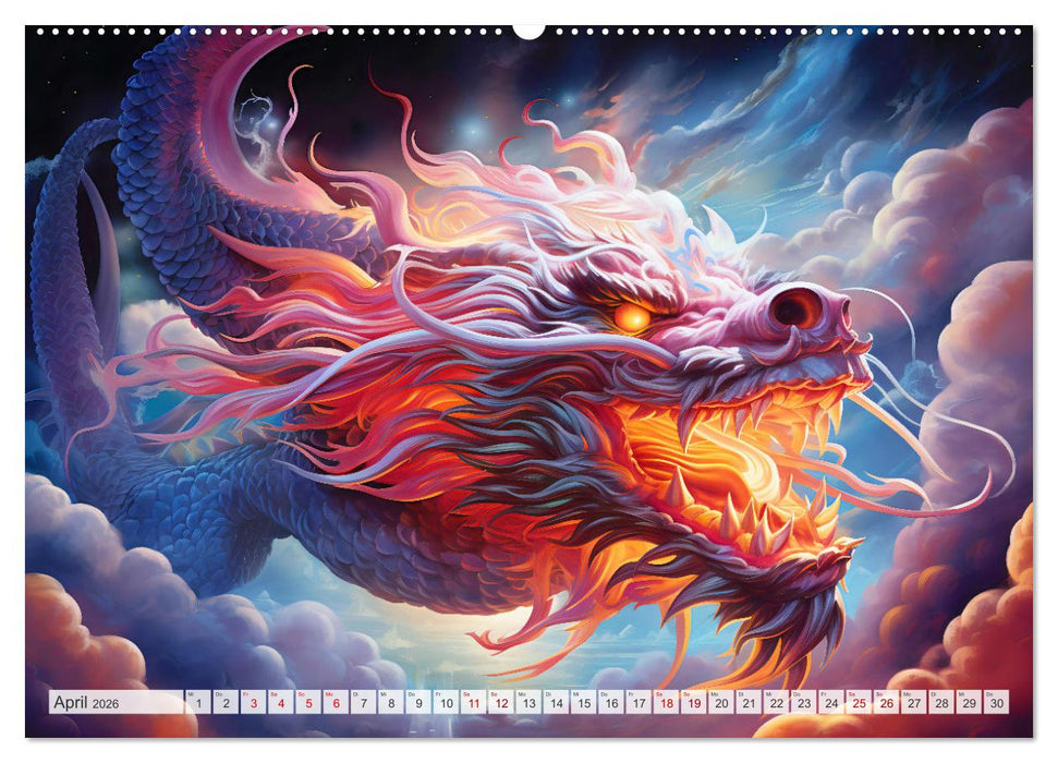 Jahr des Drachen - Im Stil des chinesischen Tierkreiszeichens (CALVENDO Premium Wandkalender 2026)