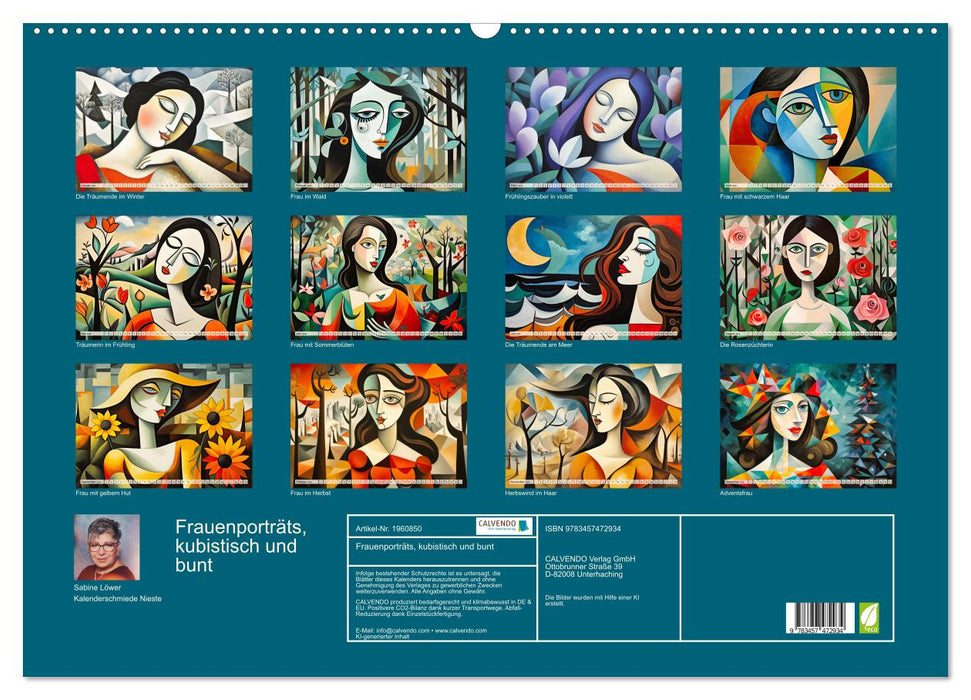Frauenporträts, kubistisch und bunt (CALVENDO Wandkalender 2026)