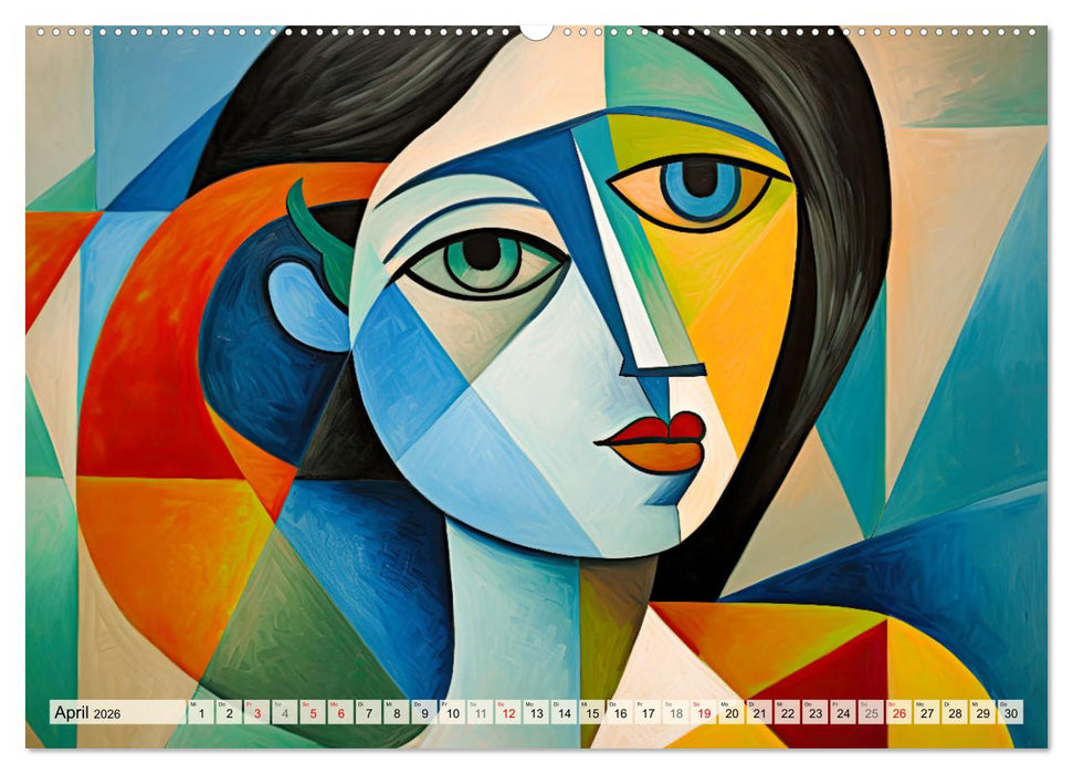 Frauenporträts, kubistisch und bunt (CALVENDO Wandkalender 2026)