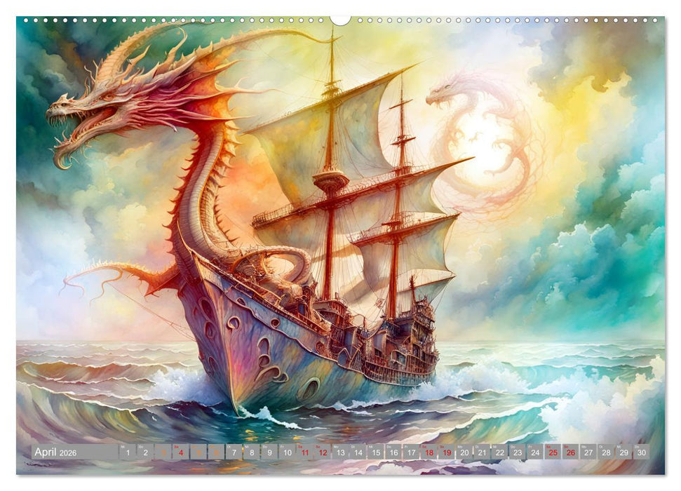 Fantasie-Drachensegelschiffe (CALVENDO Wandkalender 2026)