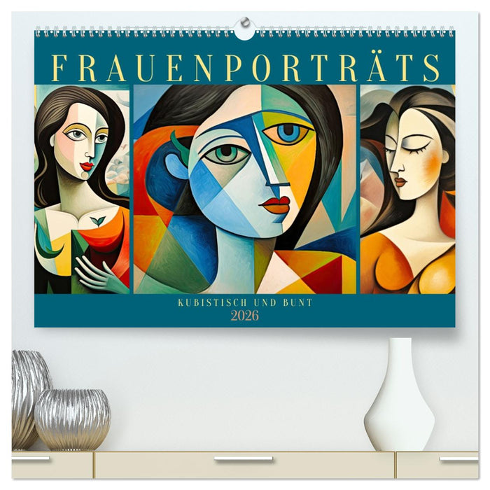 Frauenporträts, kubistisch und bunt (CALVENDO Premium Wandkalender 2026)