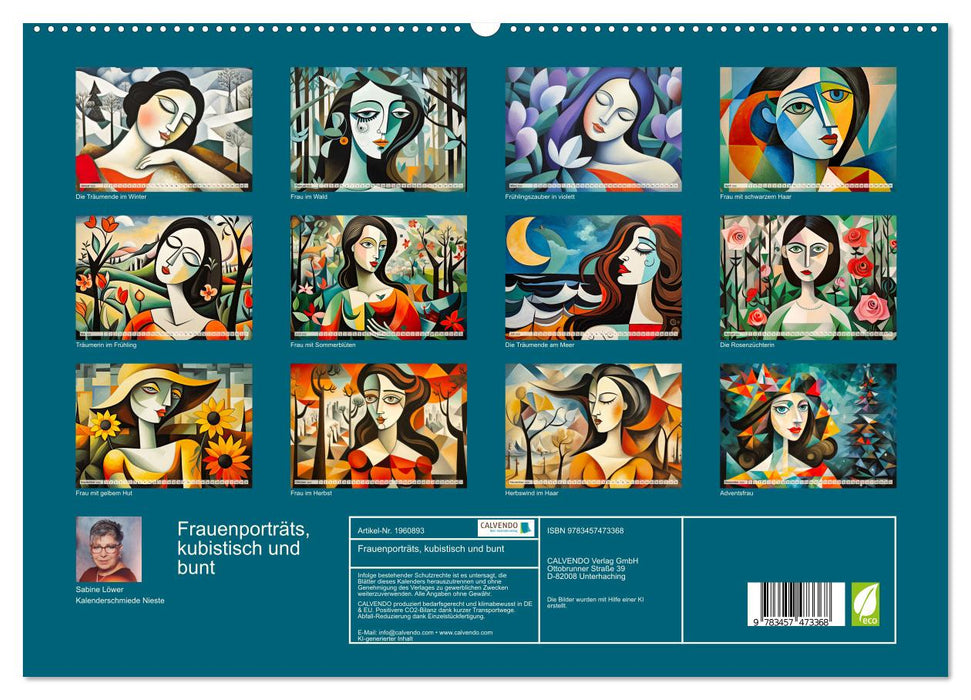 Frauenporträts, kubistisch und bunt (CALVENDO Premium Wandkalender 2026)