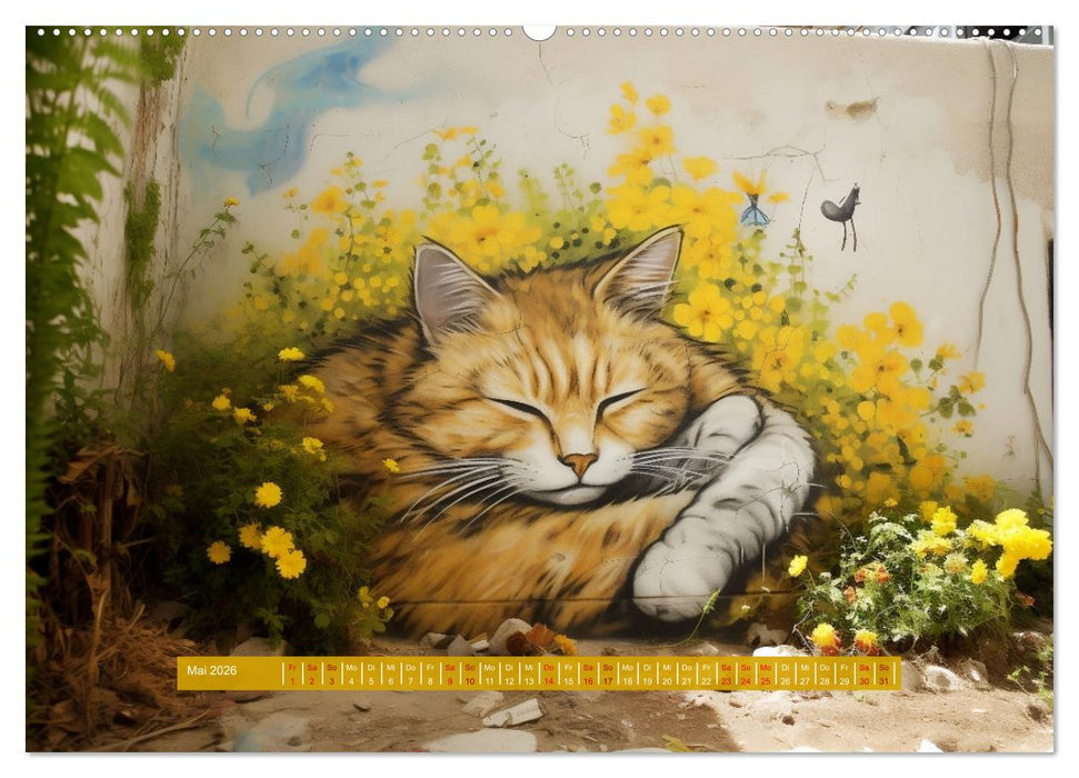 Graffiti Katzen (CALVENDO Wandkalender 2026)