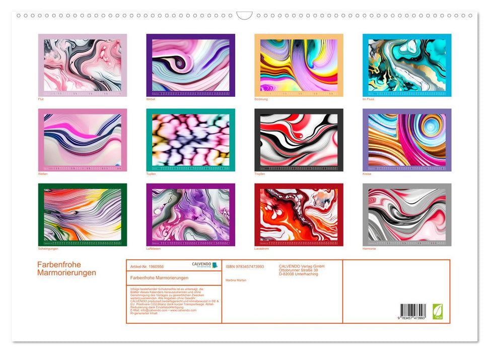 Farbenfrohe Marmorierungen (CALVENDO Wandkalender 2026)