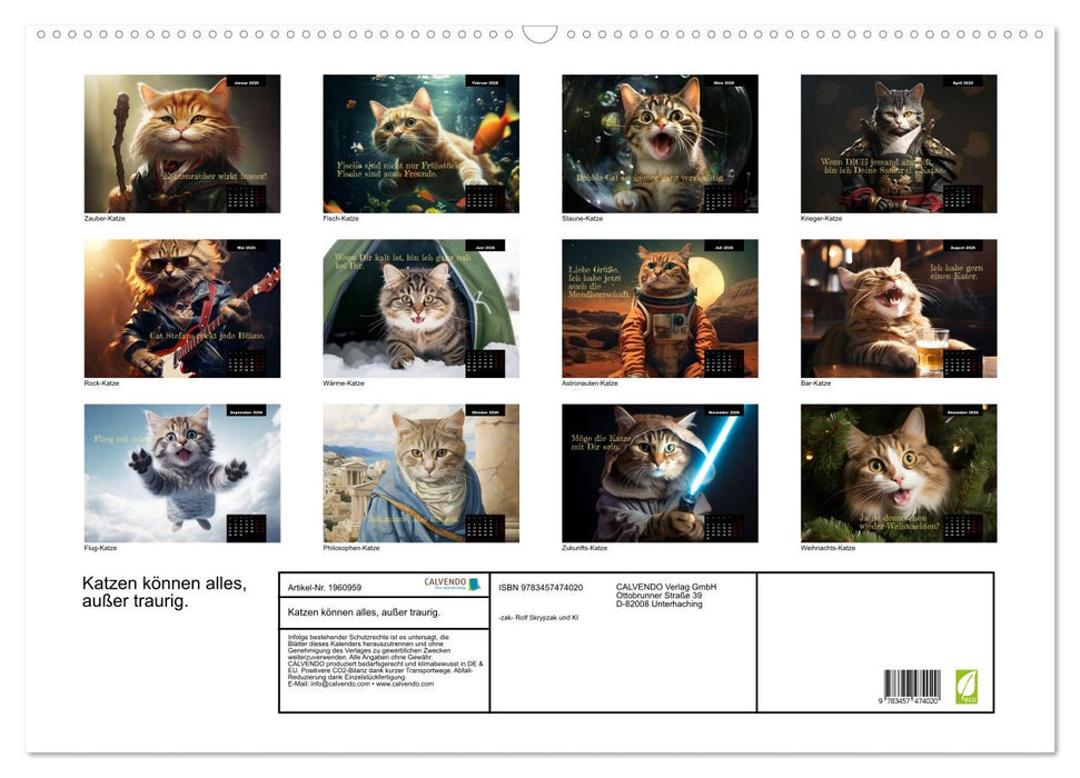Katzen können alles, außer traurig. (CALVENDO Wandkalender 2026)
