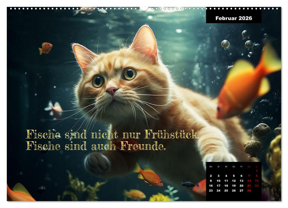 Katzen können alles, außer traurig. (CALVENDO Wandkalender 2026)