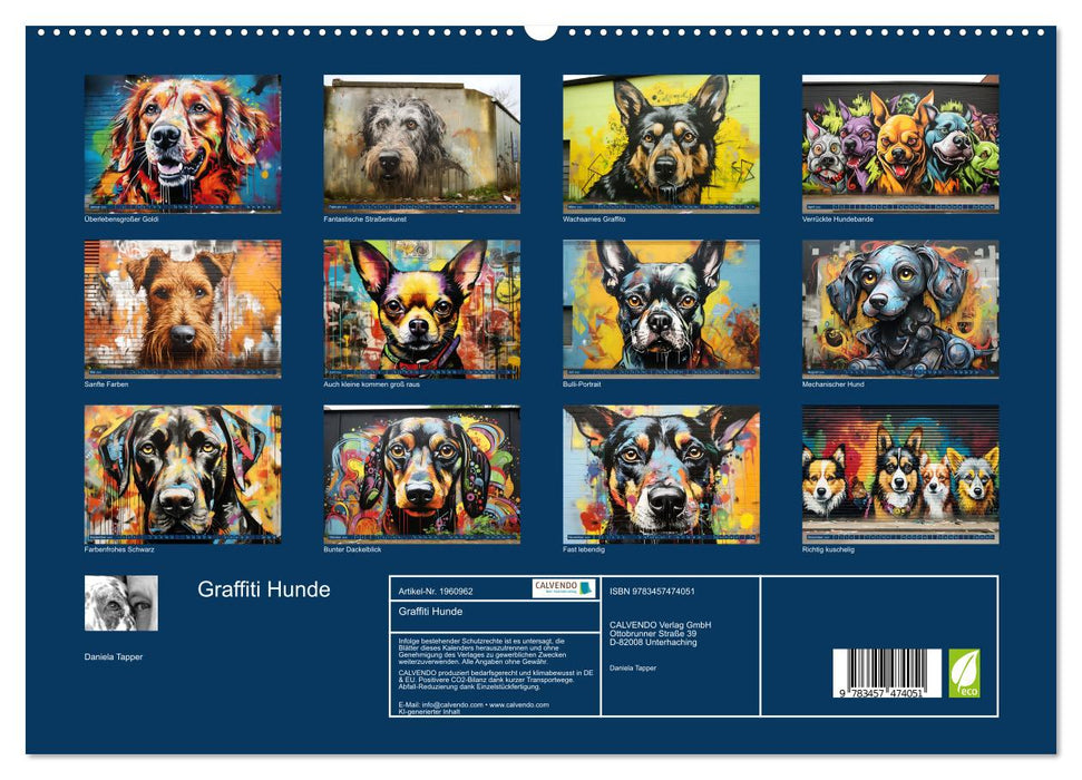 Graffiti Hunde (CALVENDO Premium Wandkalender 2026)