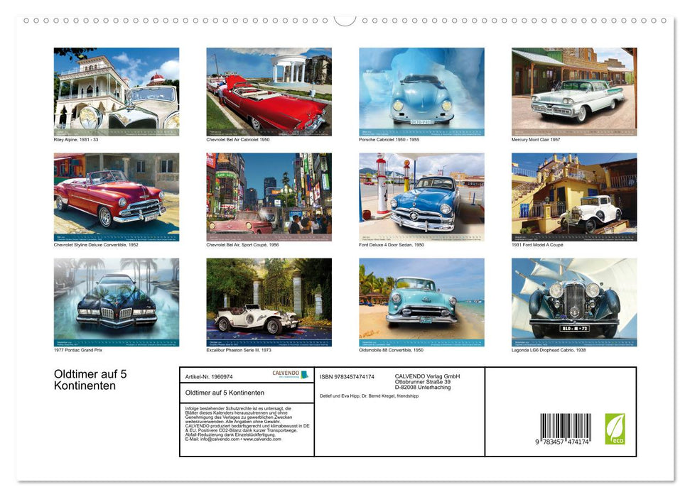 Oldtimer auf 5 Kontinenten (CALVENDO Premium Wandkalender 2026)