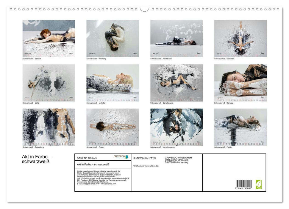 Akt in Farbe – schwarzweiß (CALVENDO Wandkalender 2026)