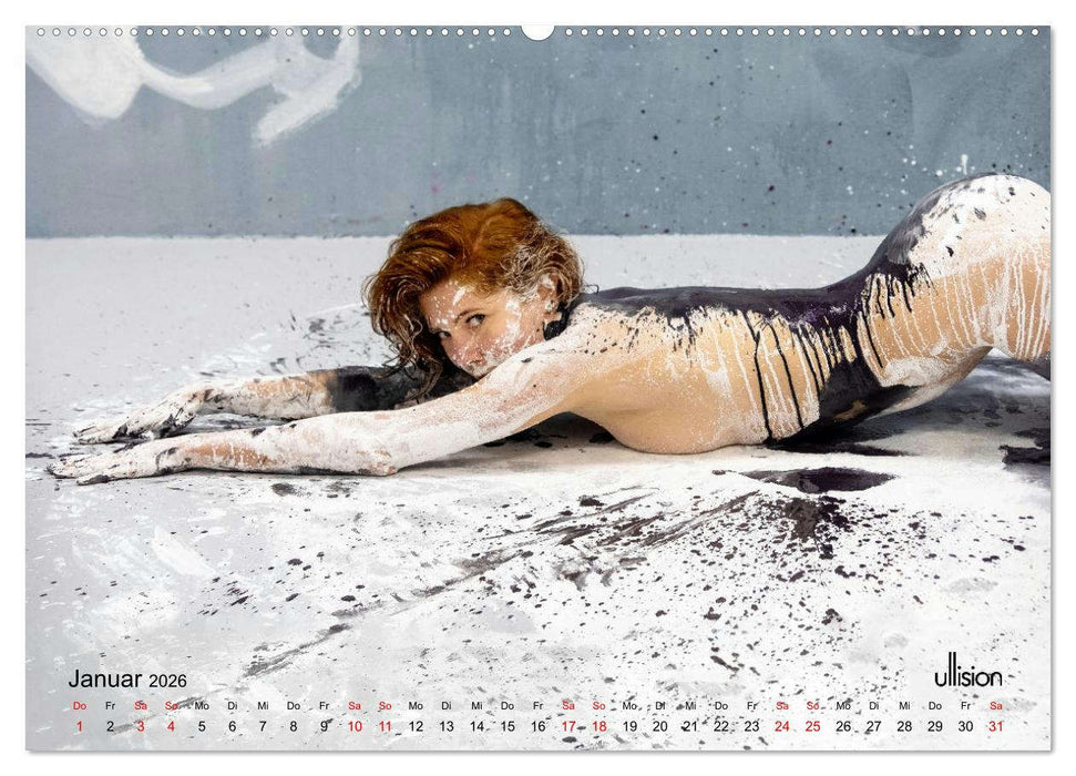 Akt in Farbe – schwarzweiß (CALVENDO Wandkalender 2026)