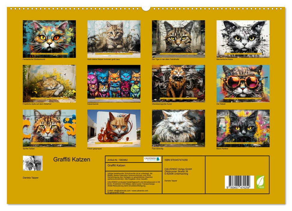 Graffiti Katzen (CALVENDO Premium Wandkalender 2026)