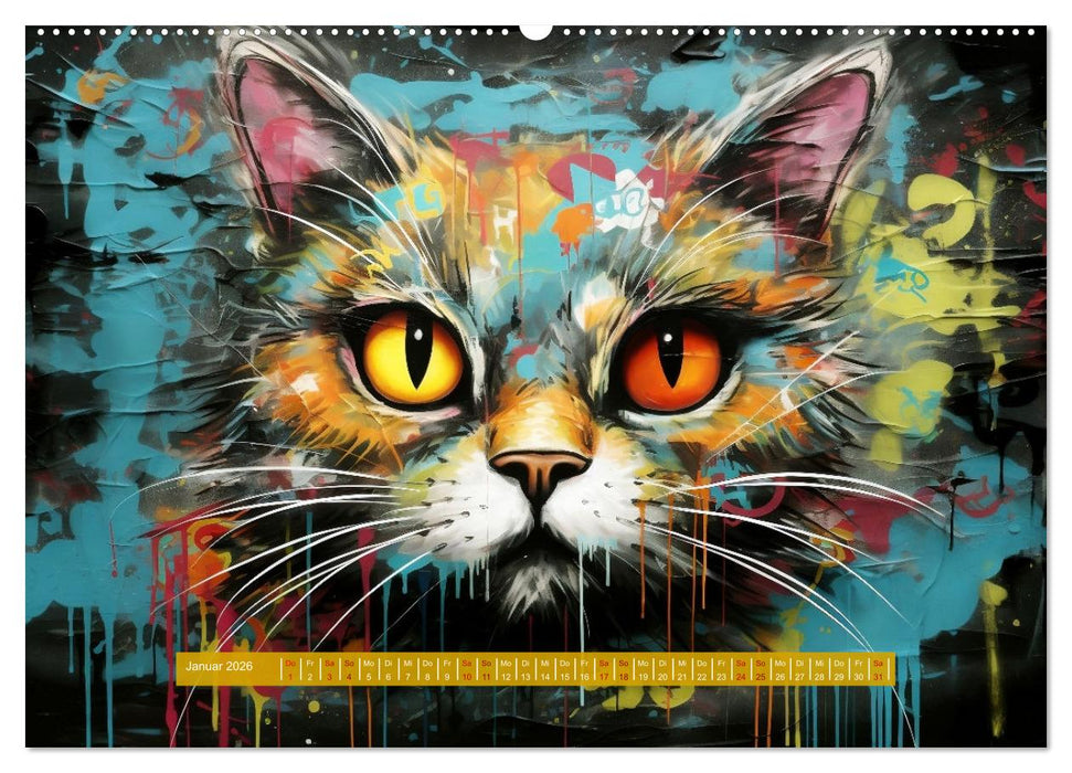 Graffiti Katzen (CALVENDO Premium Wandkalender 2026)