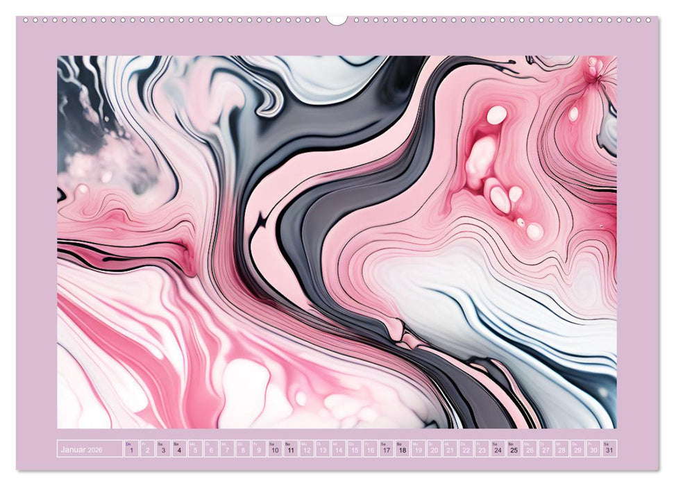 Farbenfrohe Marmorierungen (CALVENDO Premium Wandkalender 2026)