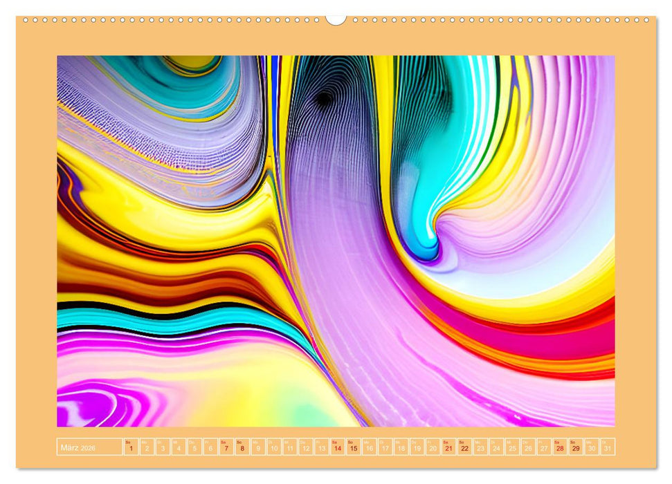 Farbenfrohe Marmorierungen (CALVENDO Premium Wandkalender 2026)