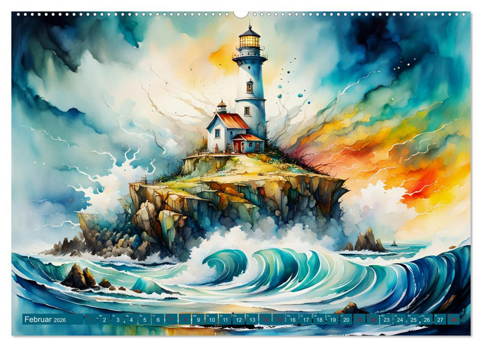 Einsame Wächter Leuchttürme (CALVENDO Premium Wandkalender 2026)