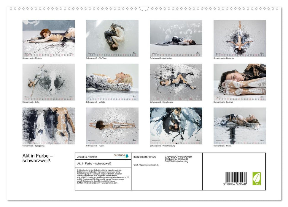 Akt in Farbe – schwarzweiß (CALVENDO Premium Wandkalender 2026)